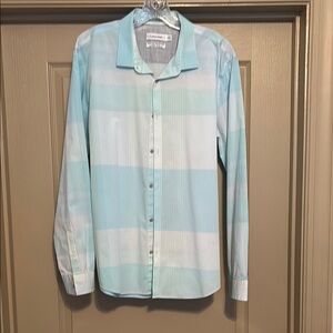 Calvin Klein Blue and White Casual Button Down Shirt